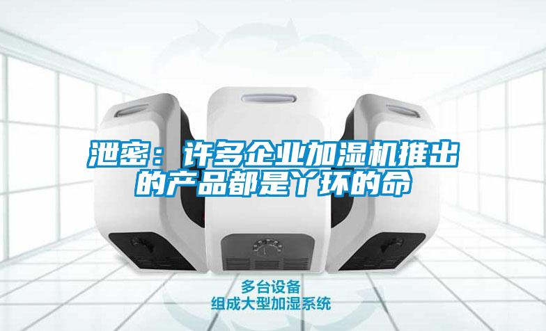 泄密：许多企业加湿机推出的产品都是丫环的命