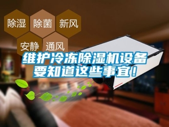 行业新闻维护冷冻除湿机设备要知道这些事宜！